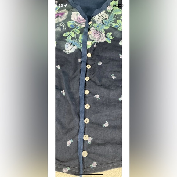 Free People Women’s Home Grown Size S Mesh Cardi/Top Blue Floral & Fruit NWT - Picture 6 of 11